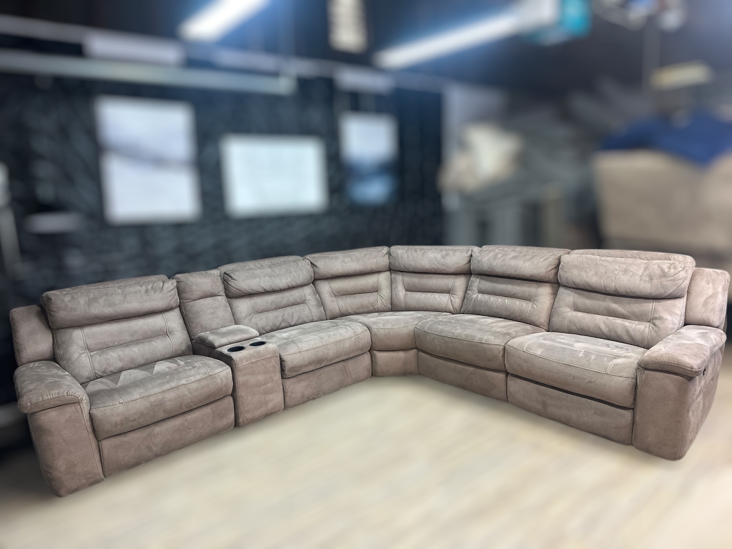 Free Delivery- Light brown recliner L shape sectional Image #1 | Ivy Store