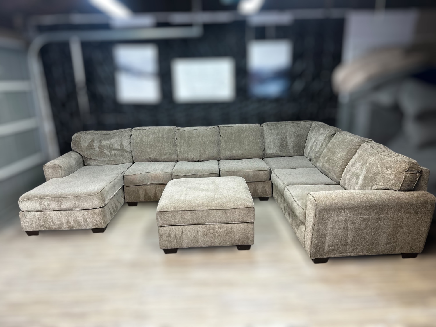 Free Delivery- Ashley Beige U shape sectional with ottoman Image #2 | Ivy Store