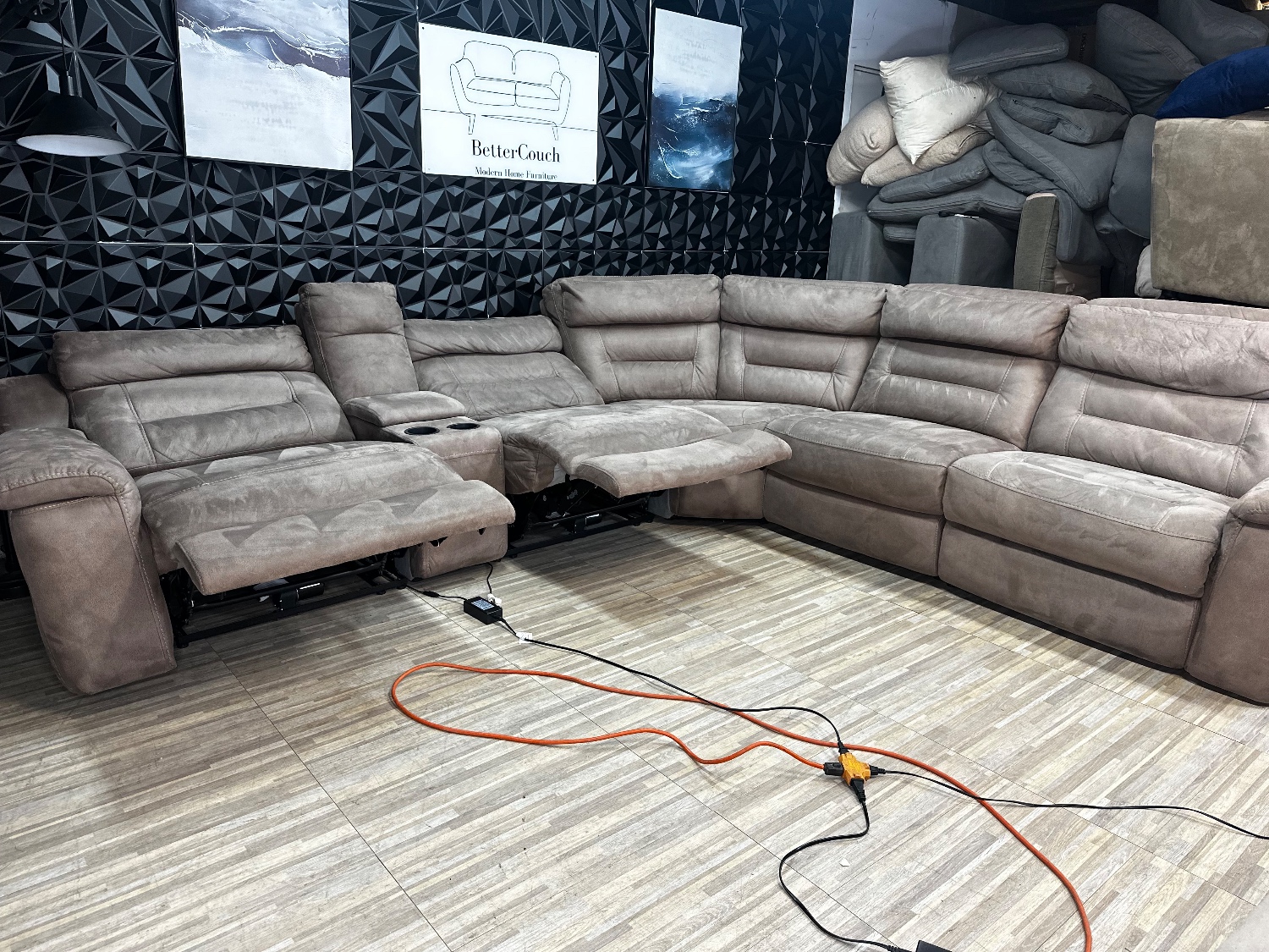 Free Delivery- Light brown recliner L shape sectional Image #2 | Ivy Store