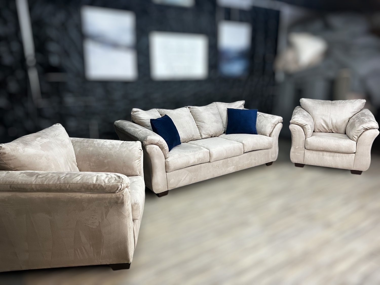 Free Delivery- Ashley 3pc set cream sofa couch and chairs image | Ivy Store
