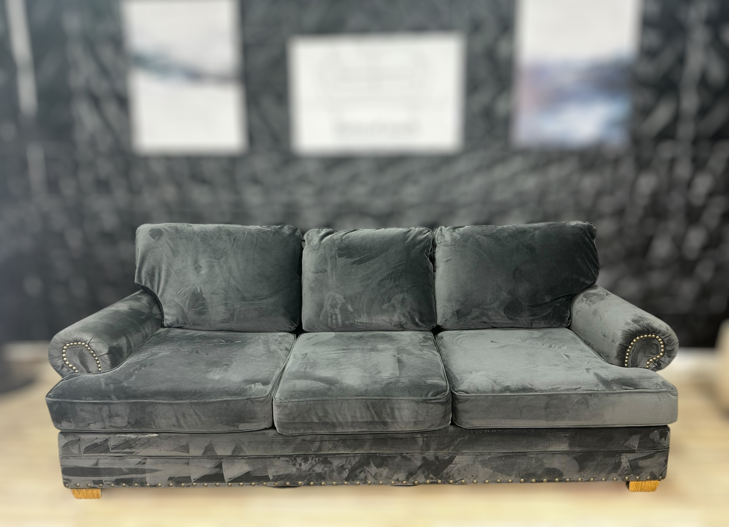 Delivery Available gray velvet sofa couch Image #2 | Ivy Store