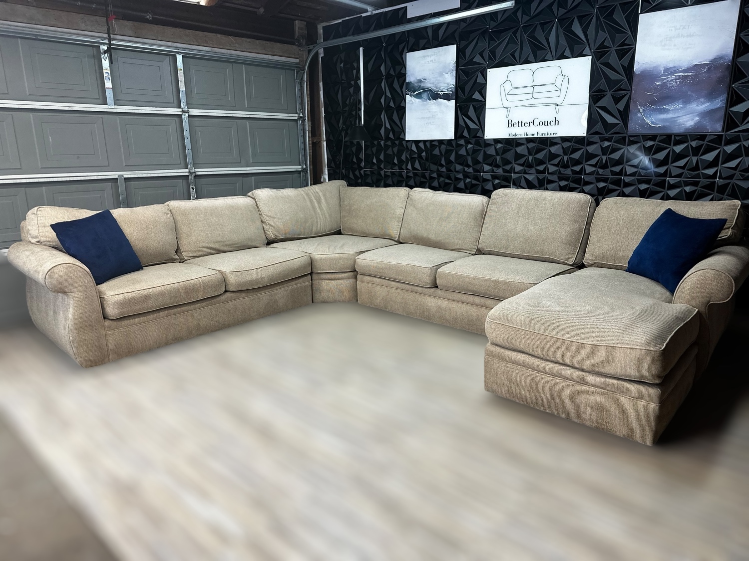 Free Delivery- Broyhill beige U shaped sectional couch image | Ivy Store