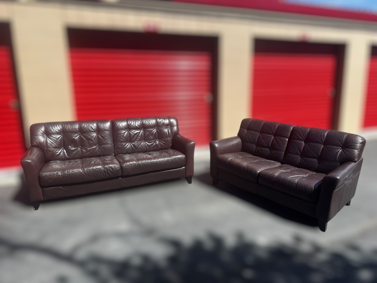 Free Delivery- Brown Leather couch/sofa and loveseat set Image #1 | Ivy Store