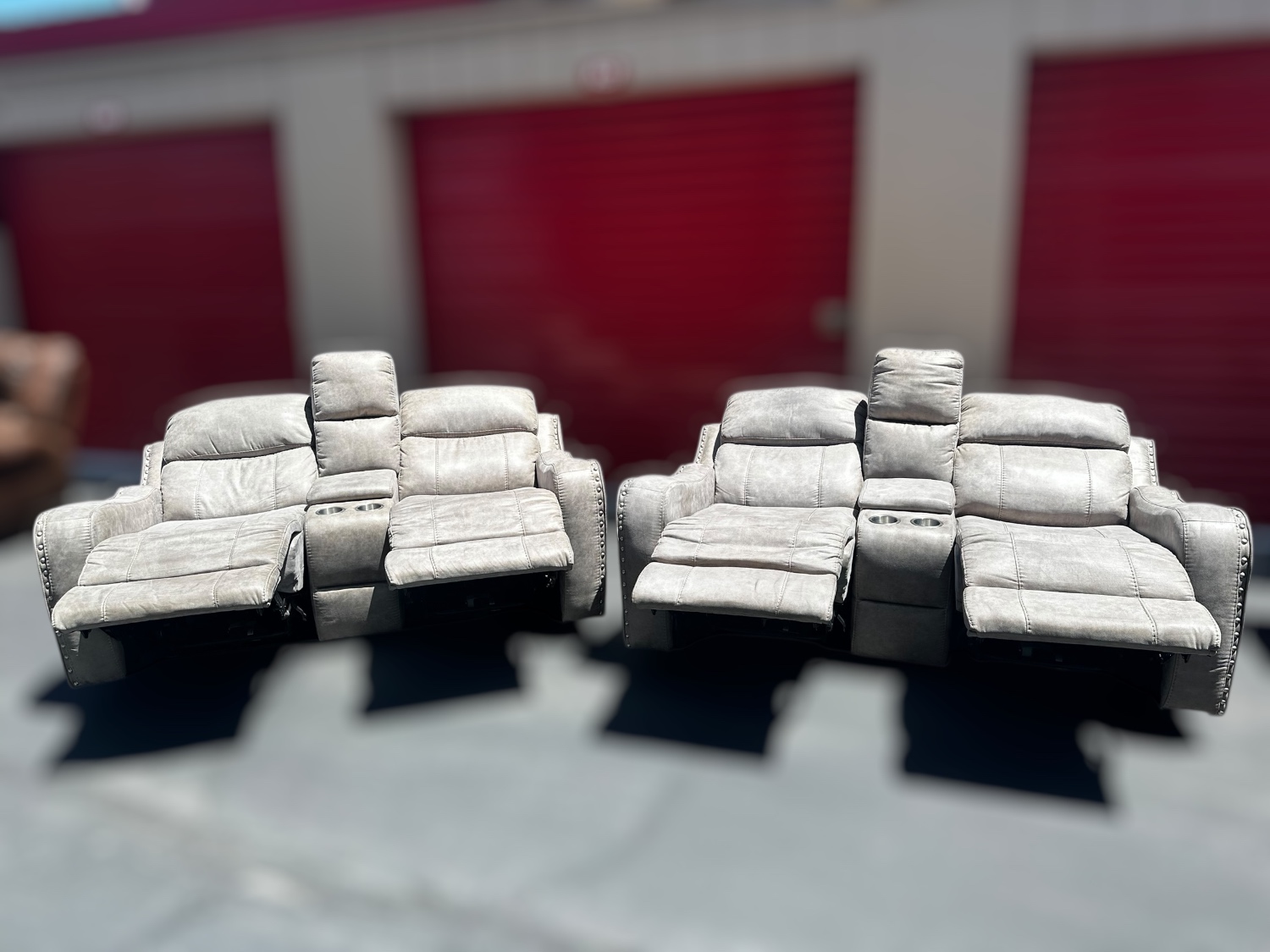 Free Delivery- light gray reclining loveseat set Image #2 | Ivy Store