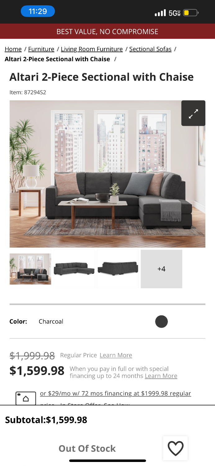 Free Delivery- Ashley gray 2 pc sectional couch / sofa image | Ivy Store