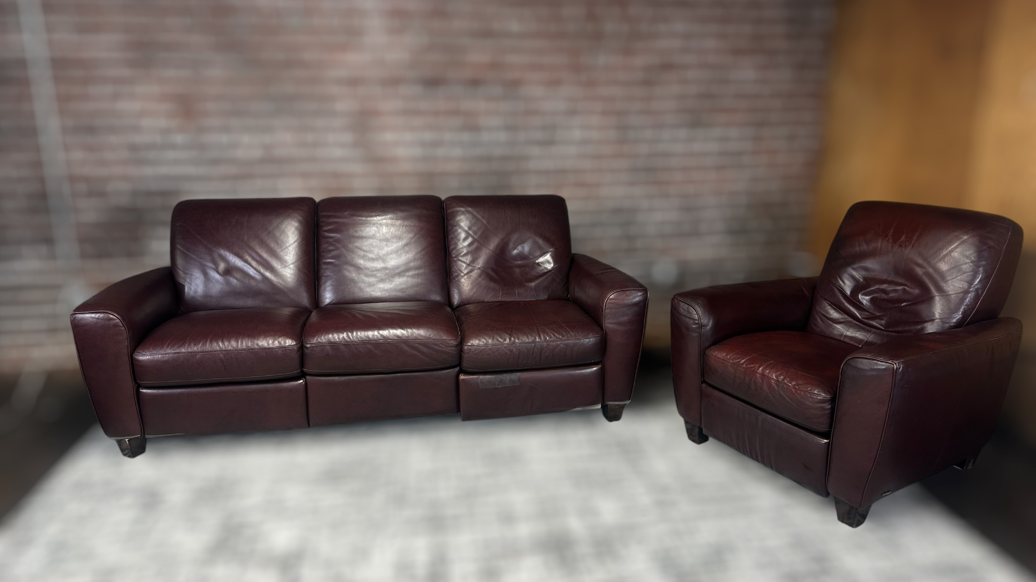 Free Delivery brown leather recliner sofa/couch + chair Image #2 | Ivy Store