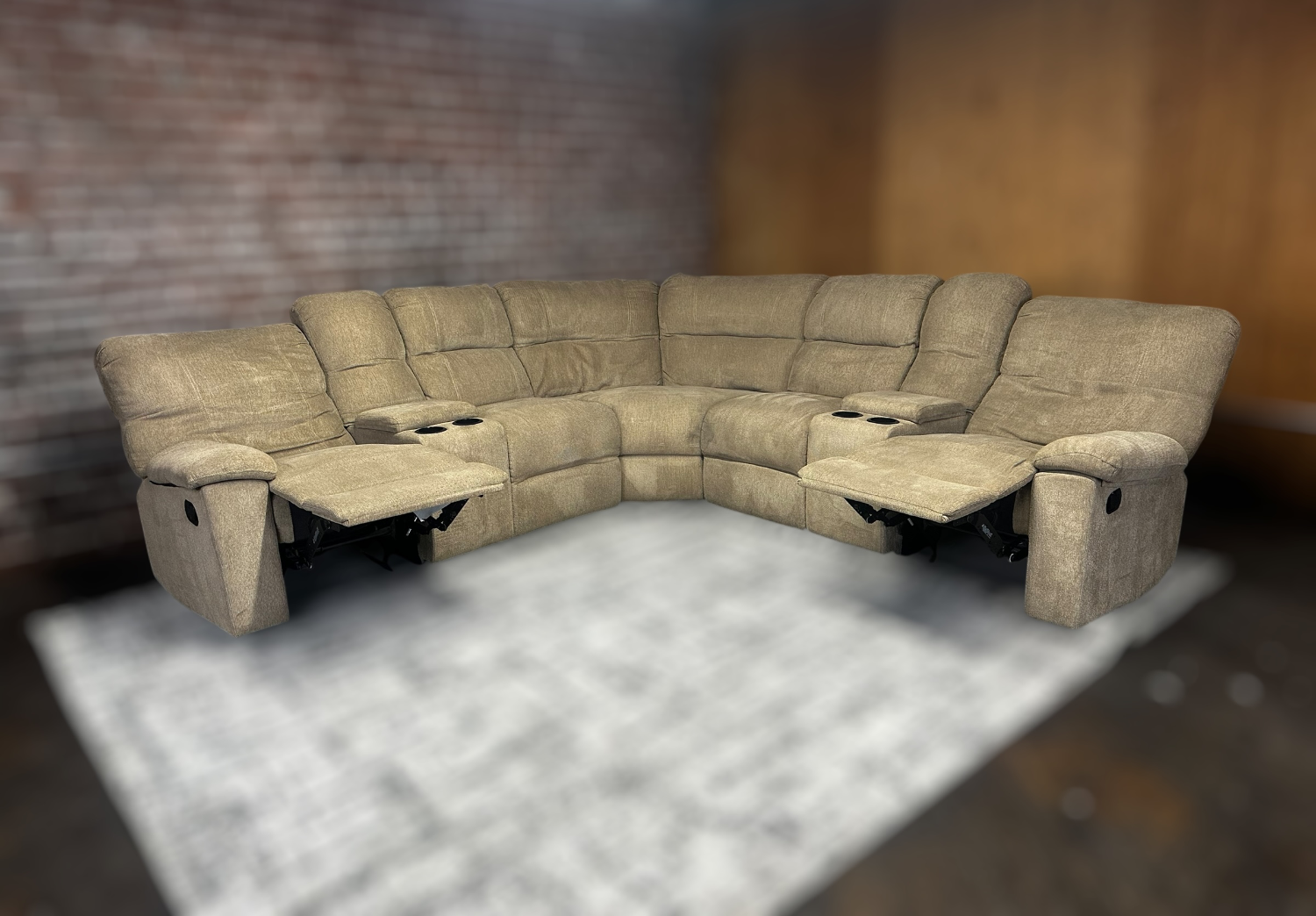 Free Delivery brown 3pc recliner l shape sectional sofa couch image | Ivy Store