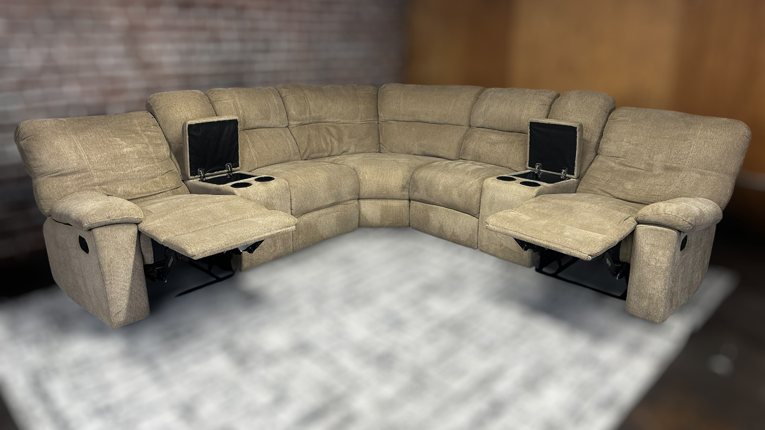Free Delivery brown 3pc recliner l shape sectional sofa couch image | Ivy Store