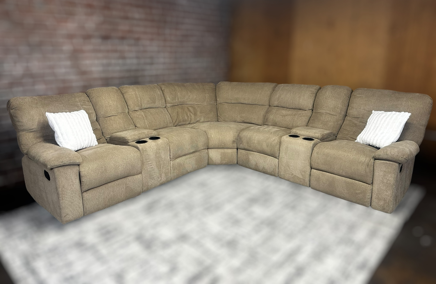 Free Delivery brown 3pc recliner l shape sectional sofa couch image | Ivy Store