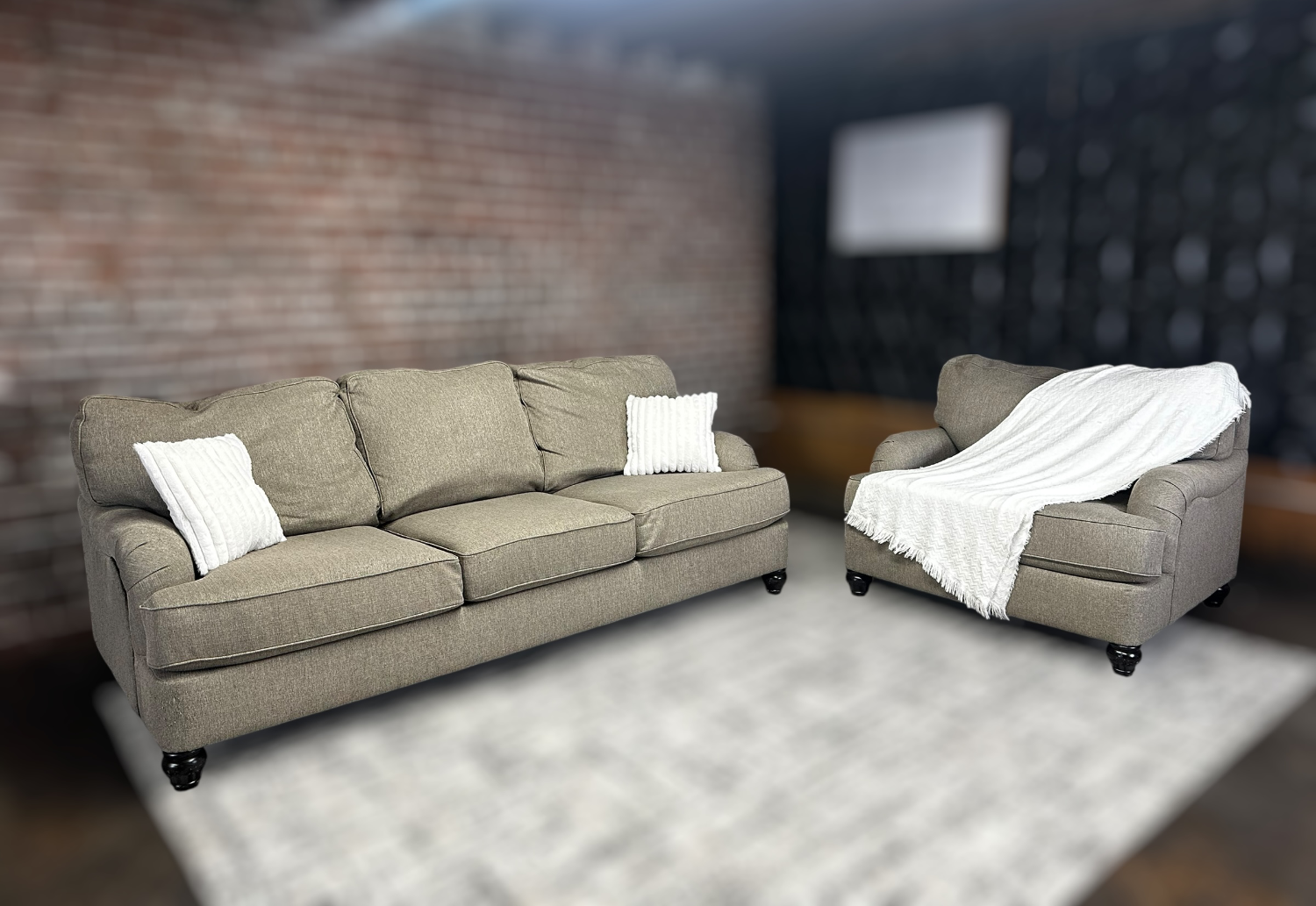 Delivery Available Ashley beige sofa/couch and chair Image #1 | Ivy Store