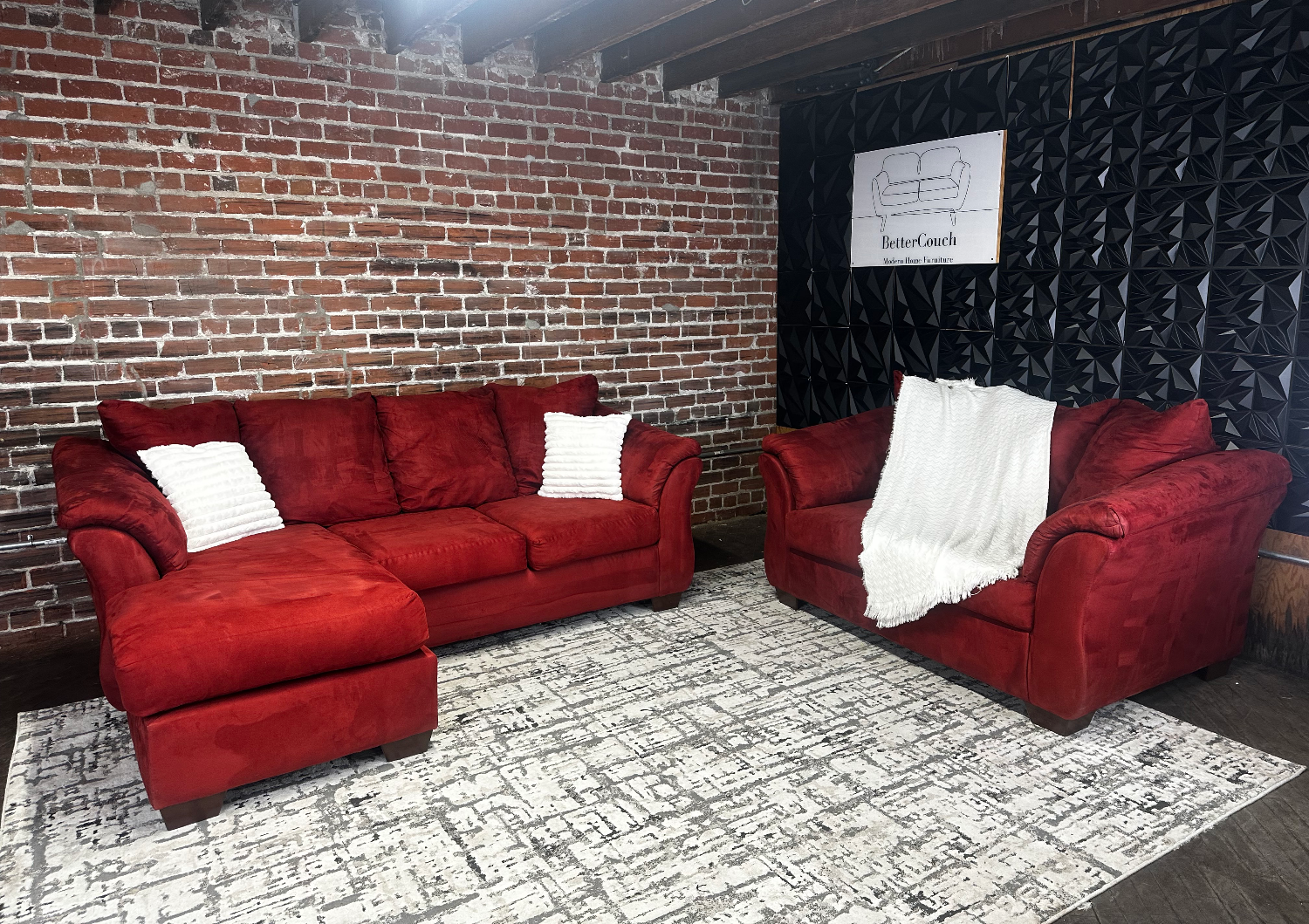Delivery available- Ashley red sectional couch/sofa and loveseat Image #1 | Ivy Store