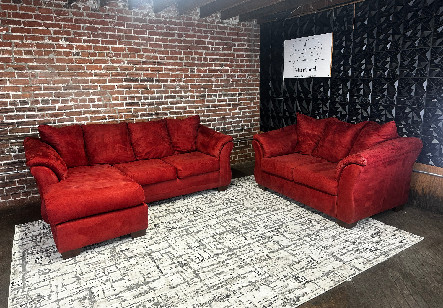 Delivery available- Ashley red sectional couch/sofa and loveseat Image #2 | Ivy Store