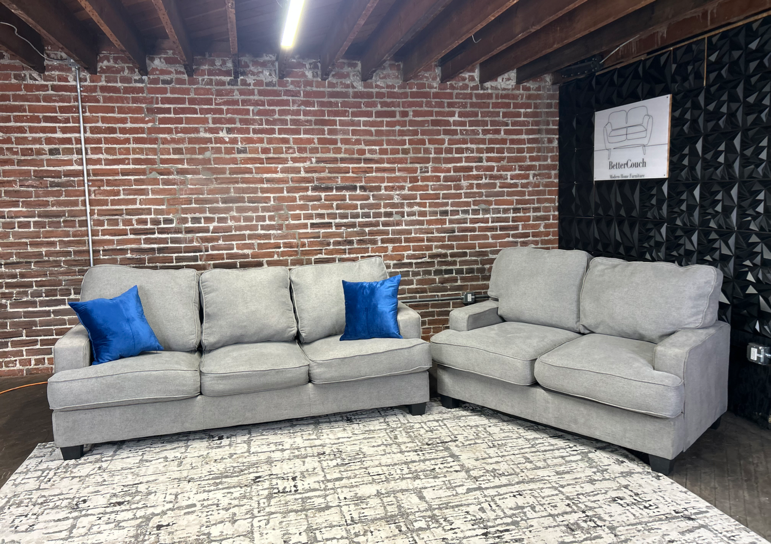 Free Delivery gray sofa loveseat couch set with pullout bed Image #1 | Ivy Store
