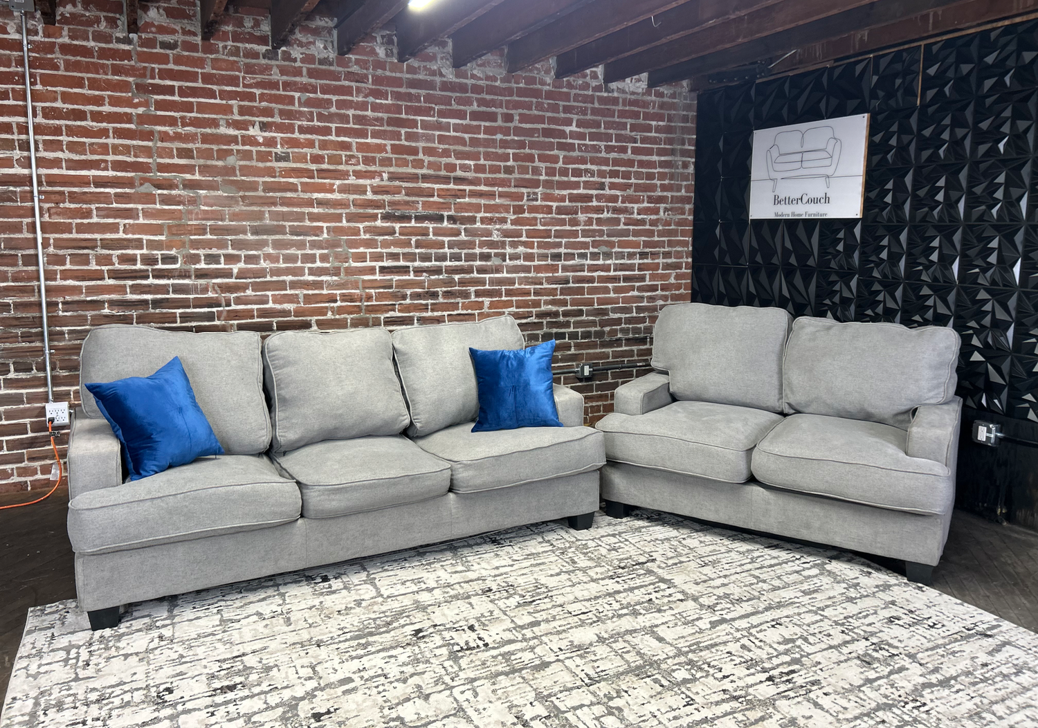 Free Delivery gray sofa loveseat couch set with pullout bed Image #2 | Ivy Store
