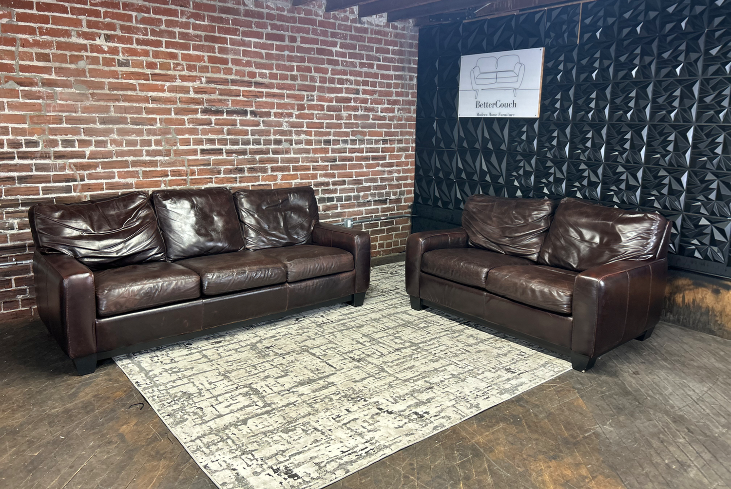 Delivery Available American leather brown sofa/couch + loveseat Image #2 | Ivy Store