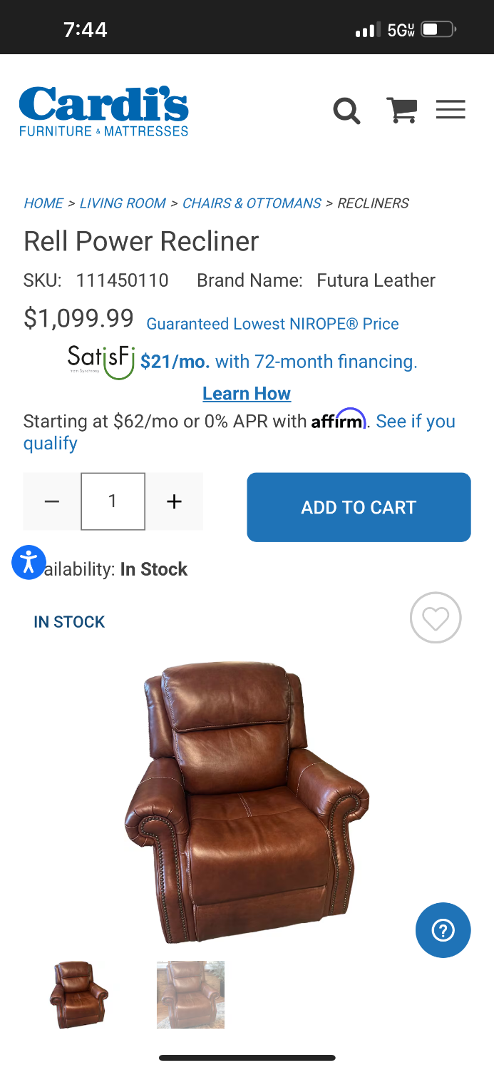 Free Delivery- brown leather recliner sofa/couch + chair retails 2598 image | Ivy Store