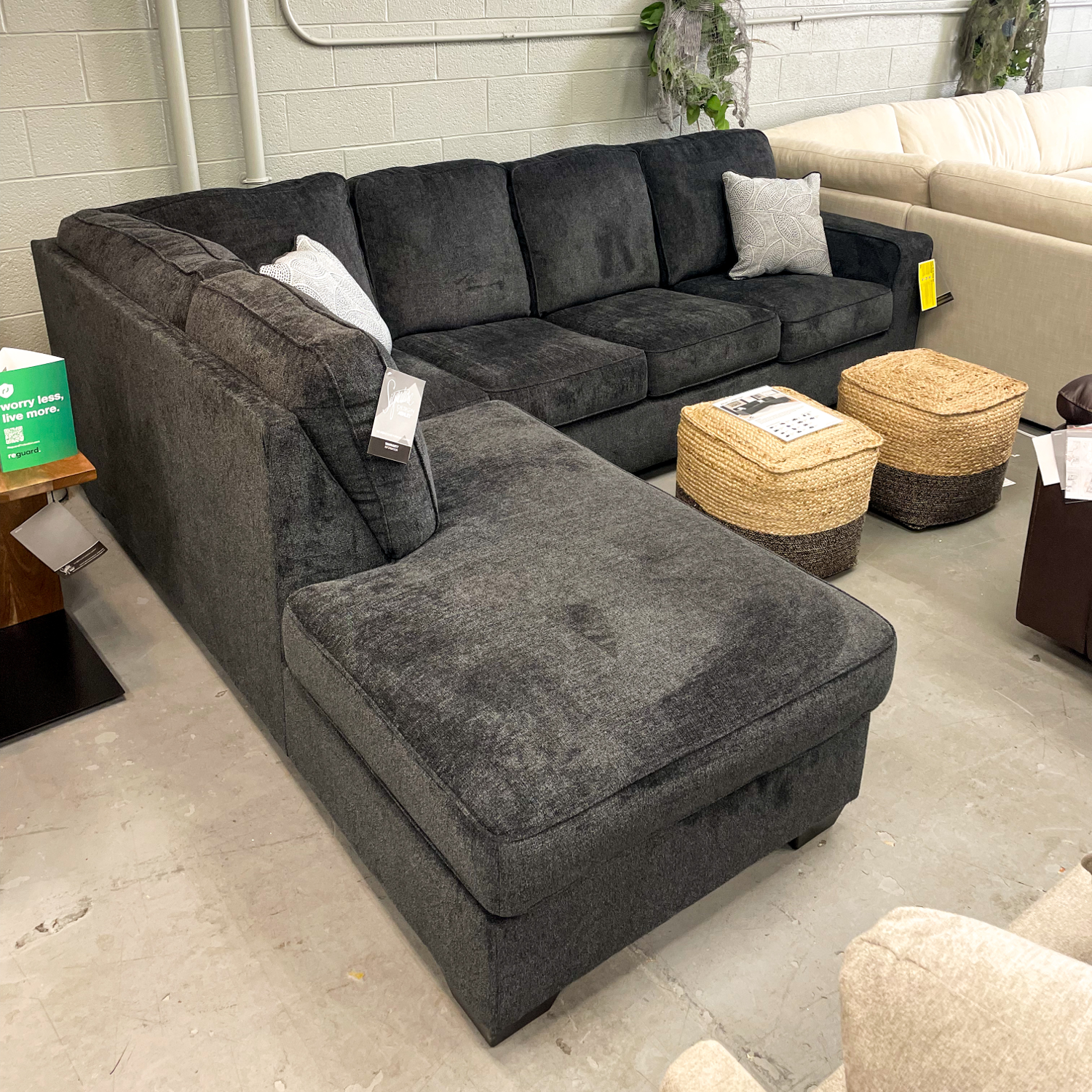 Altari 2pc (Black) Sectional w/ Sleeper and Chaise Image #2 | Ivy Store