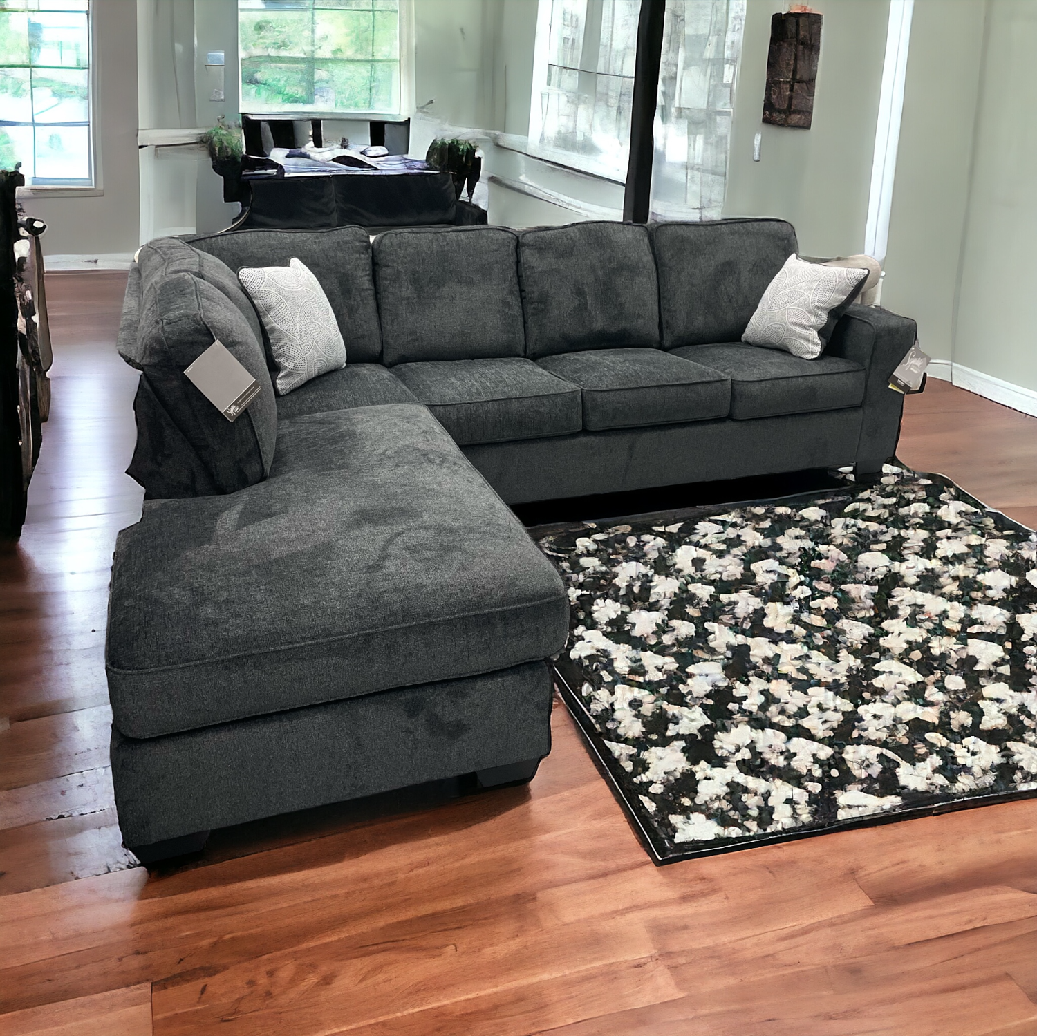 Altari 2pc (Black) Sectional w/ Sleeper and Chaise Image #1 | Ivy Store