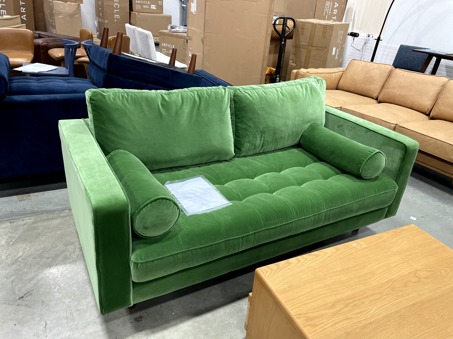 ARTICLE - Sven Grass Green Tufted Loveseat | 🚛 WHITE GLOVE DELIVERY Image #1 | Ivy Store