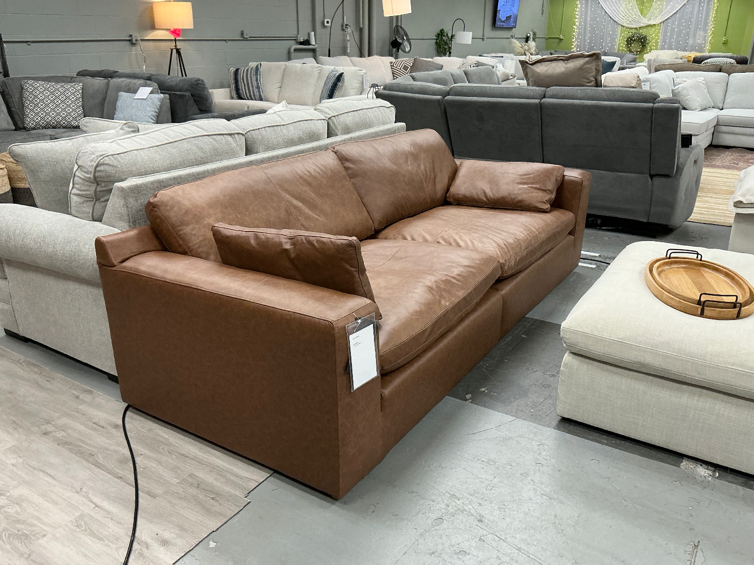 Modular Cloud Couch Sectional w/Real Leather | 🚛 WHITE GLOVE DELIVERY Image #2 | Ivy Store