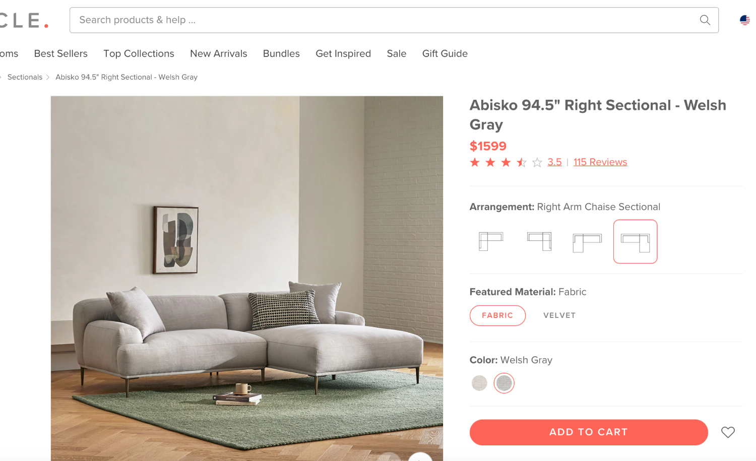 ARTICLE - Abisko Right Facing Sectional | 🚛 WHITE GLOVE DELIVERY image | Ivy Store