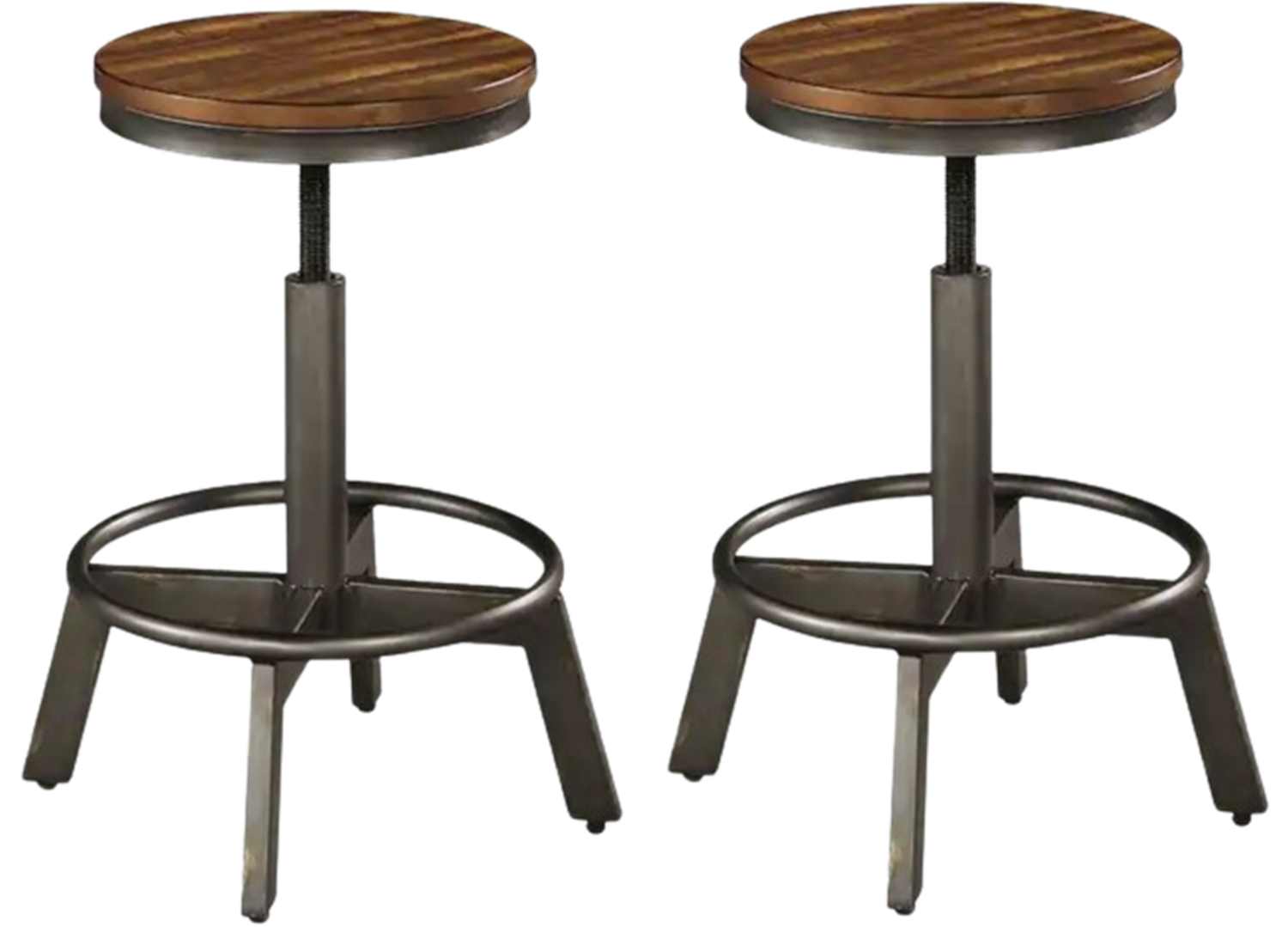 Gunnar Distressed Brown Wood & Aged Gunmetal Counter Height Stools by Ashley Image #1 | Ivy Store