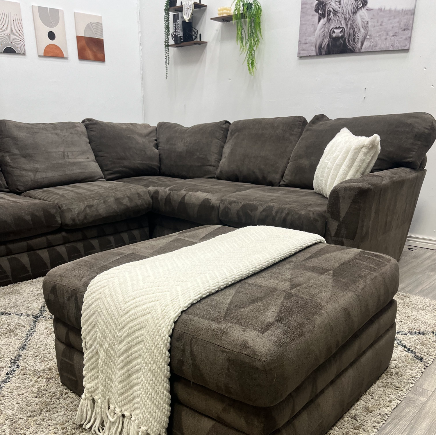 Living Spaces Grey Sectional Couch - Free Delivery  image | Ivy Store