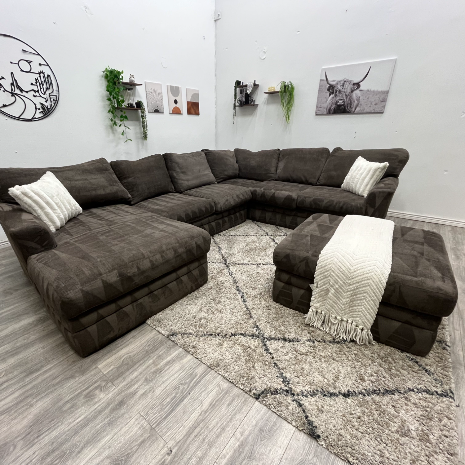 Living Spaces Grey Sectional Couch - Free Delivery  image | Ivy Store