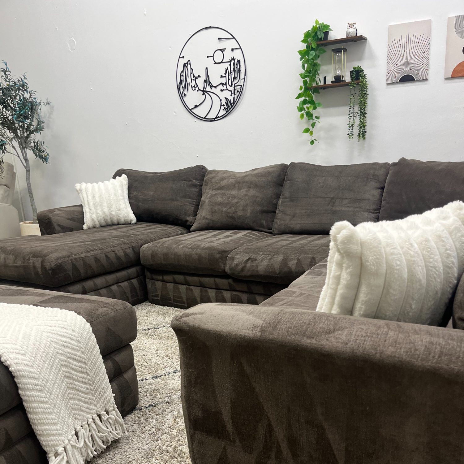 Living Spaces Grey Sectional Couch - Free Delivery  image | Ivy Store