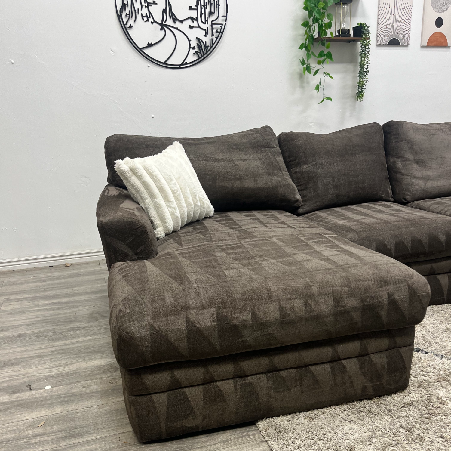 Living Spaces Grey Sectional Couch - Free Delivery  image | Ivy Store