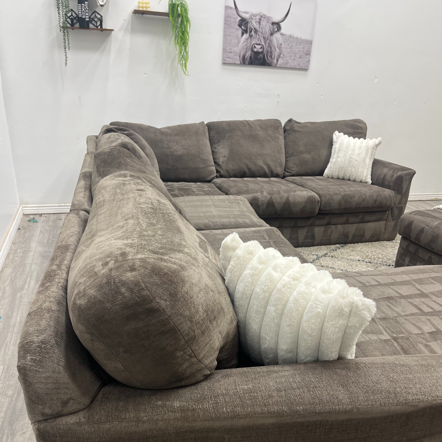 Living Spaces Grey Sectional Couch - Free Delivery  image | Ivy Store