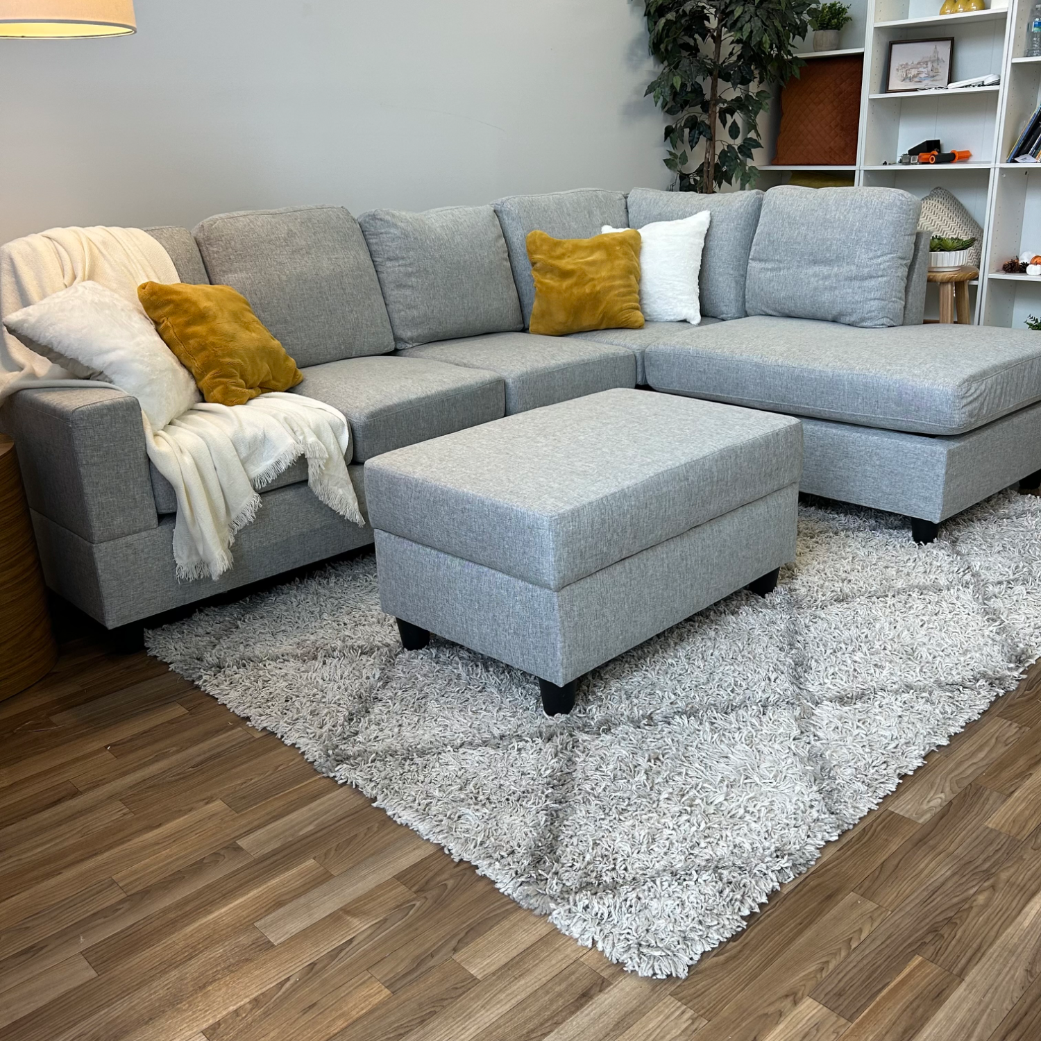  Reversible gray Sectional w/ storage ottoman Image #2 | Ivy Store