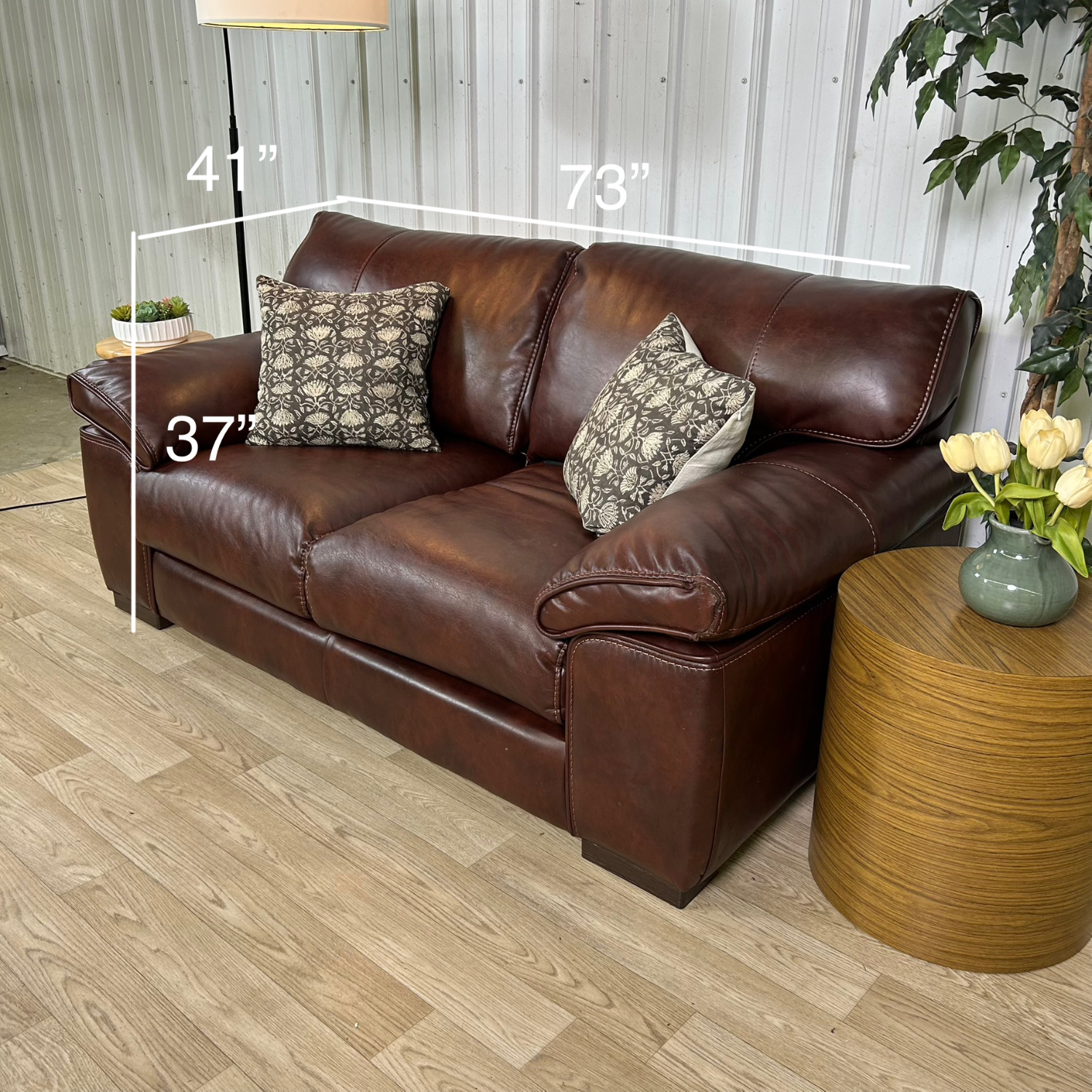 Macys Leather love seat Couch Image #2 | Ivy Store