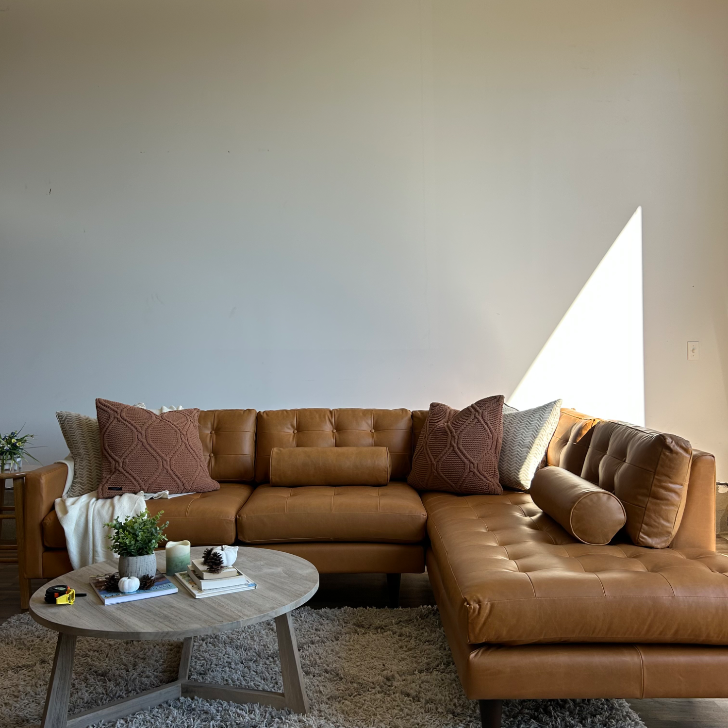Joybird Eliot Genuine Leather Bumper Chaise 2 Piece Sectional Couch Image #1 | Ivy Store