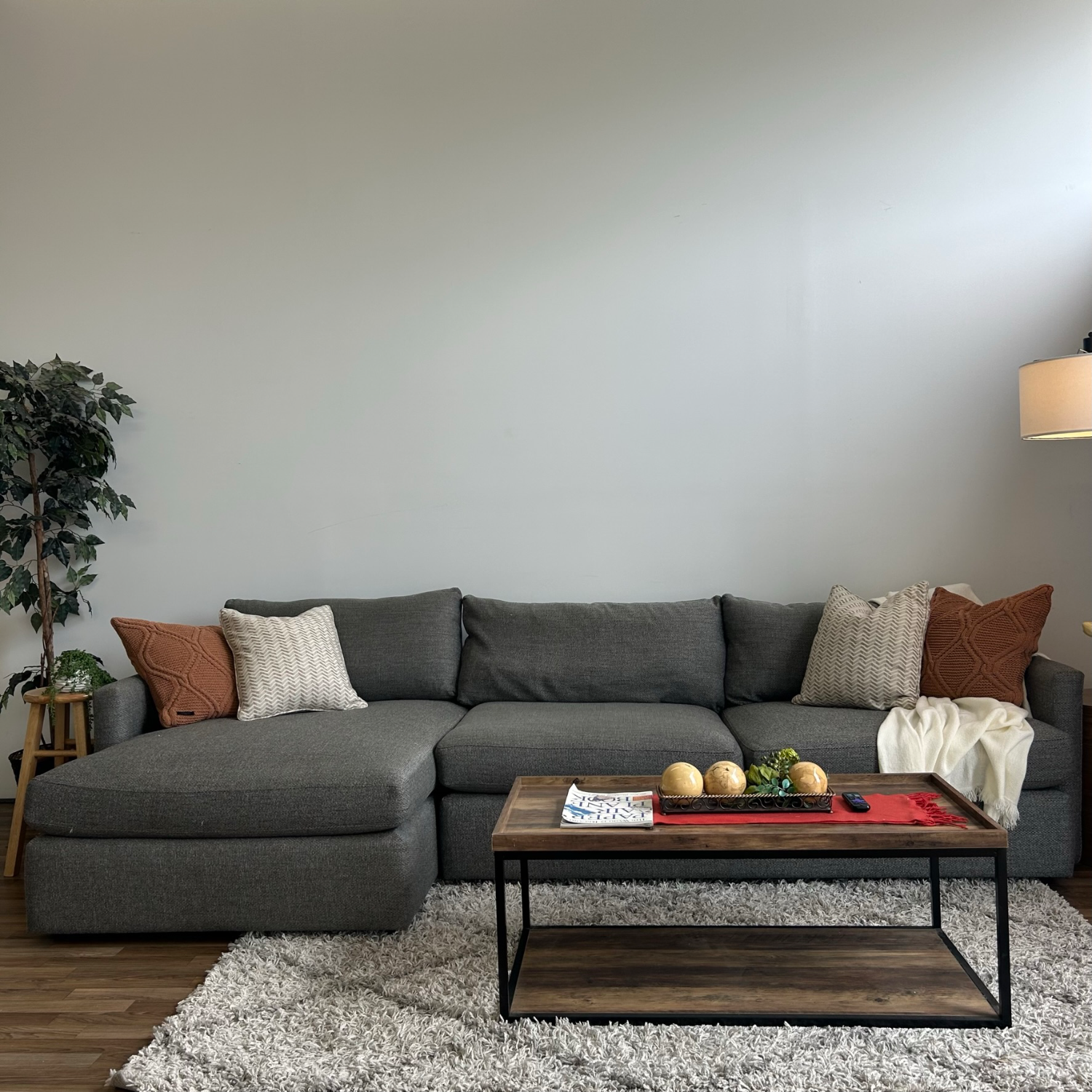 Crate & Barrel Deep Lounge 2 Piece Sectional in gray Image #2 | Ivy Store