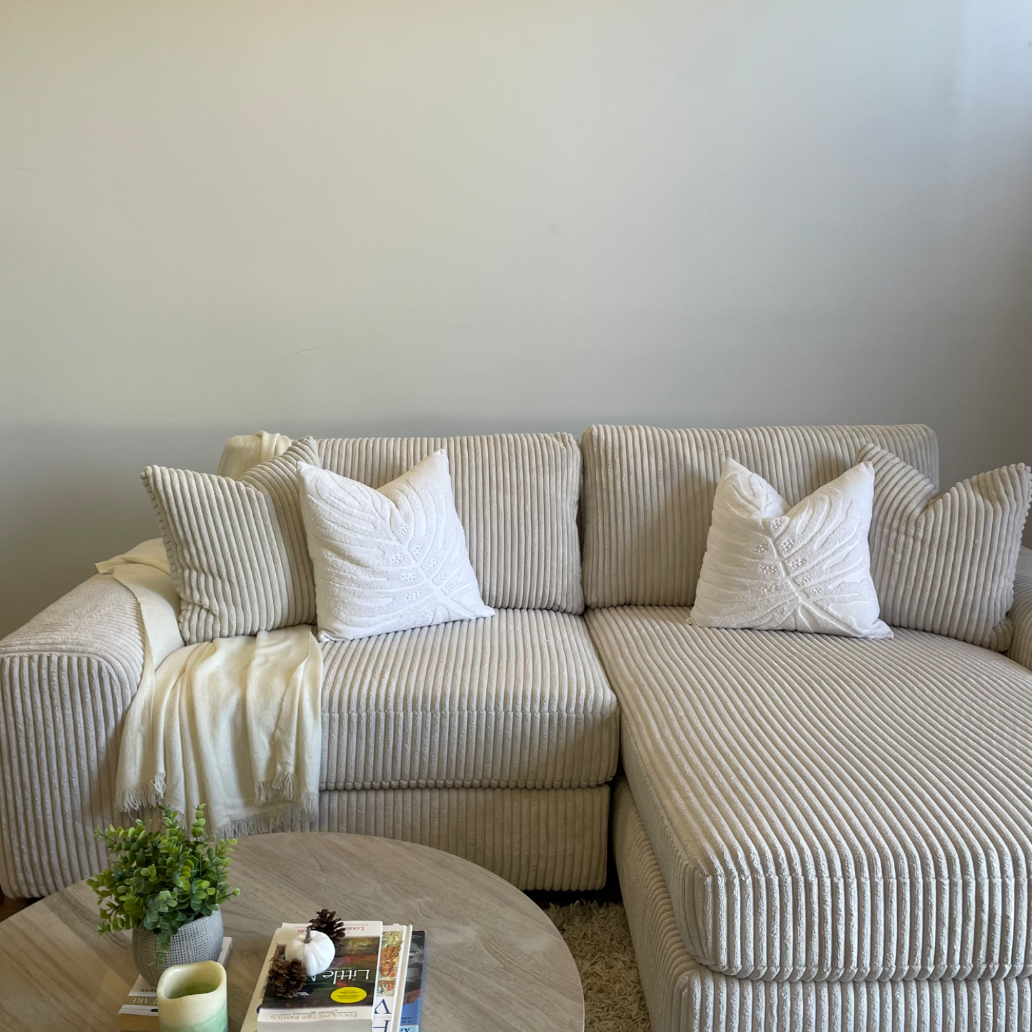 Sectional Couch Corduroy Beige Sofa- Delivery Available Image #2 | Ivy Store