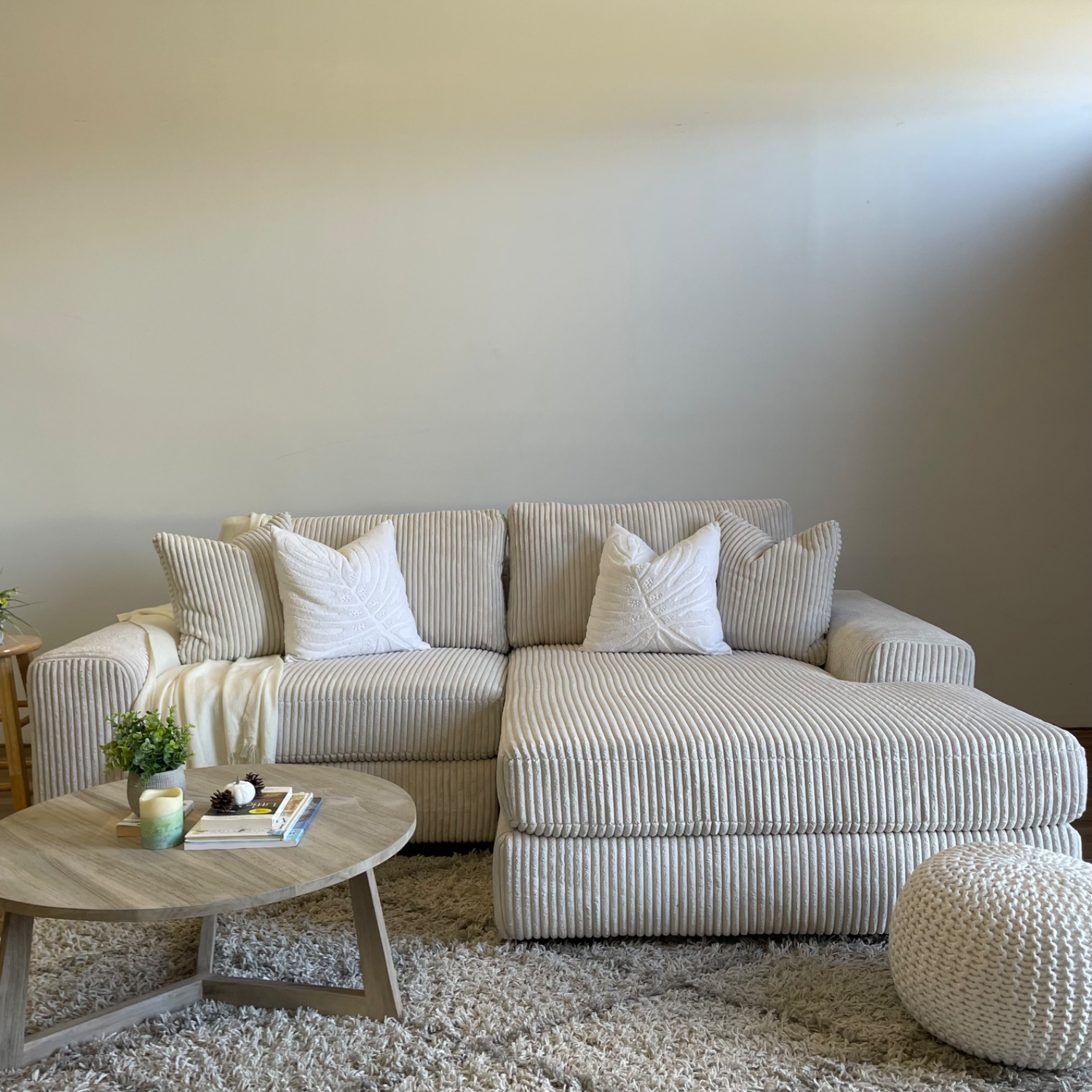 Sectional Couch Corduroy Beige Sofa- Delivery Available Image #1 | Ivy Store