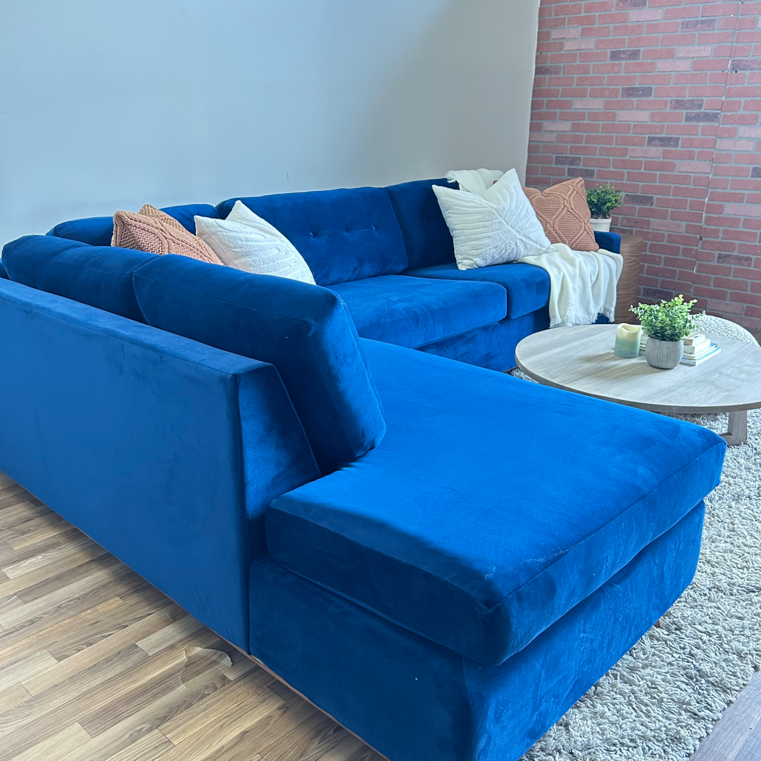 Joybird Hopson Bumper Chiase Sleeper Sectional in Blue  image | Ivy Store