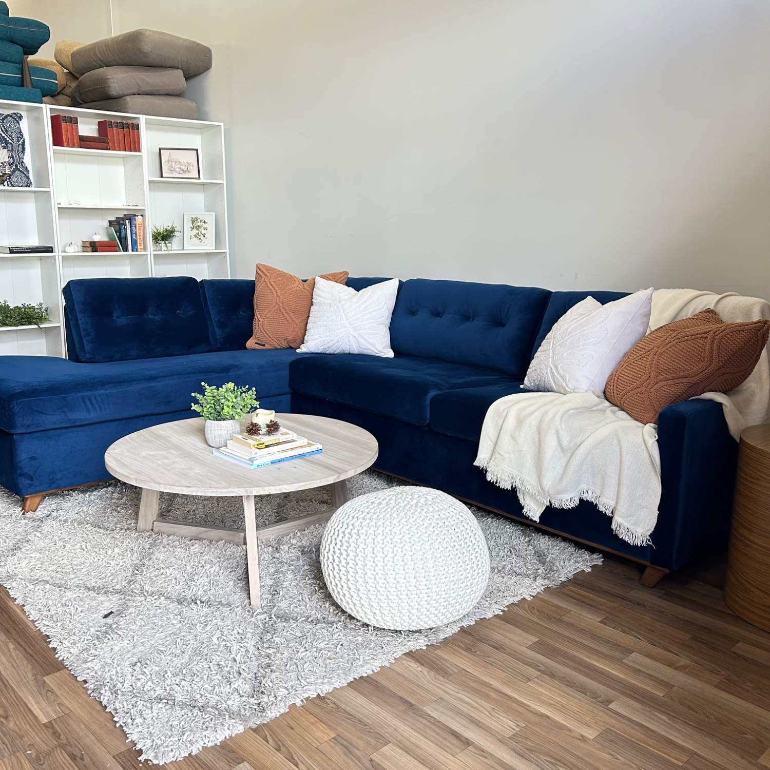 Joybird Hopson Bumper Chiase Sleeper Sectional in Blue  image | Ivy Store