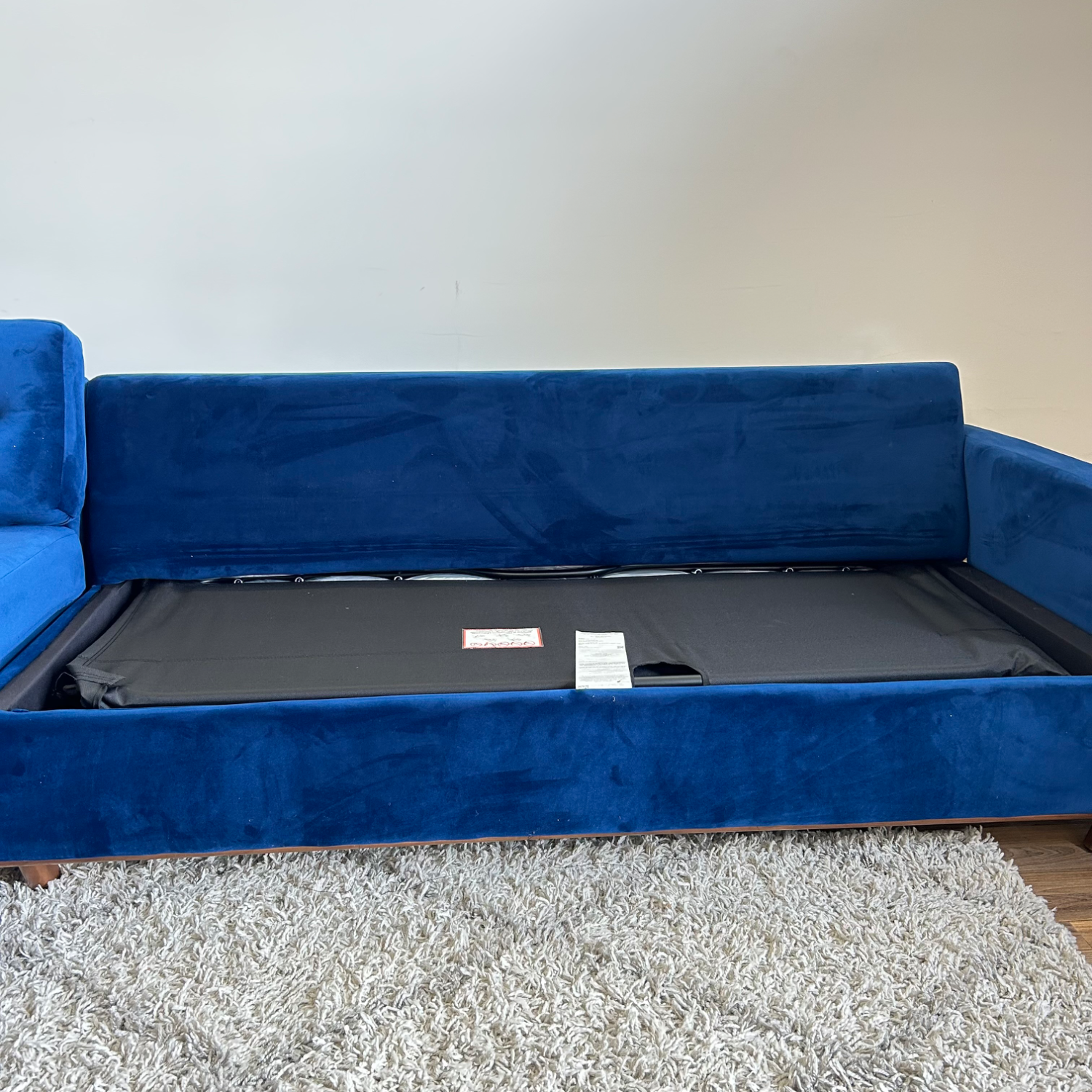 Joybird Hopson Bumper Chiase Sleeper Sectional in Blue  image | Ivy Store
