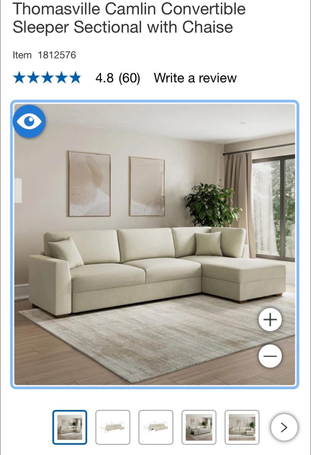 Camlin Convertible Sleeper Sectional w/Chaise (Like-New) | Free Delivery! 🚛 image | Ivy Store