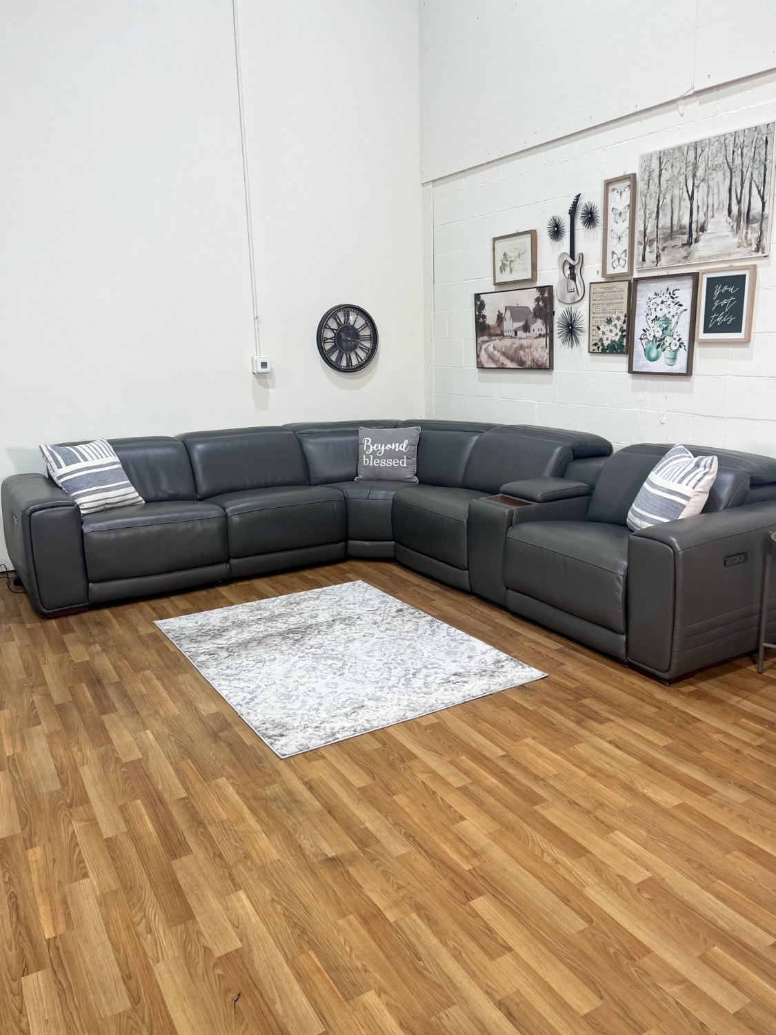 Karson Leather Power Reclining Sectional w/ Power Headrests | Free Delivery image | Ivy Store