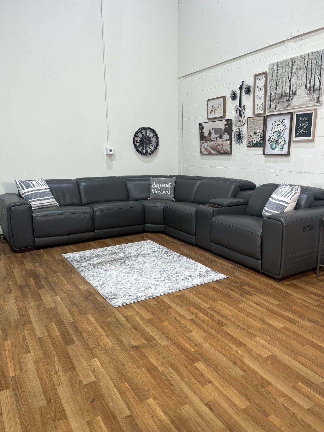 Karson Leather Power Reclining Sectional w/ Power Headrests | Free Delivery image | Ivy Store