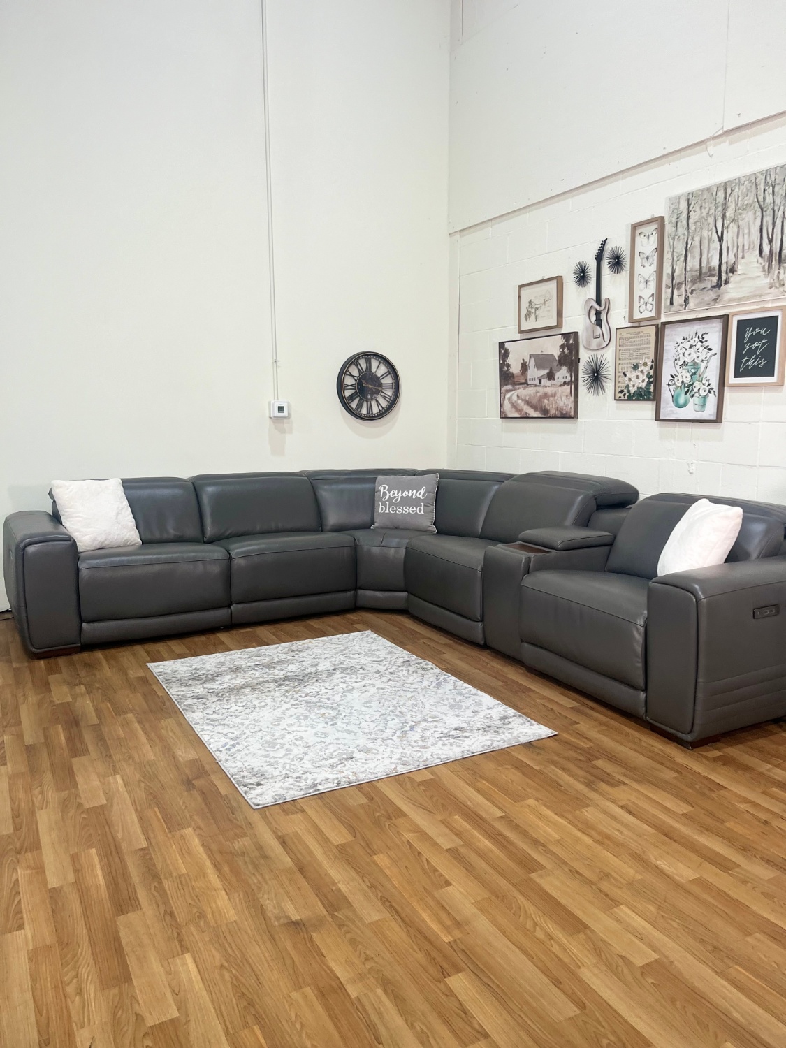 Karson Leather Power Reclining Sectional w/ Power Headrests | Free Delivery image | Ivy Store