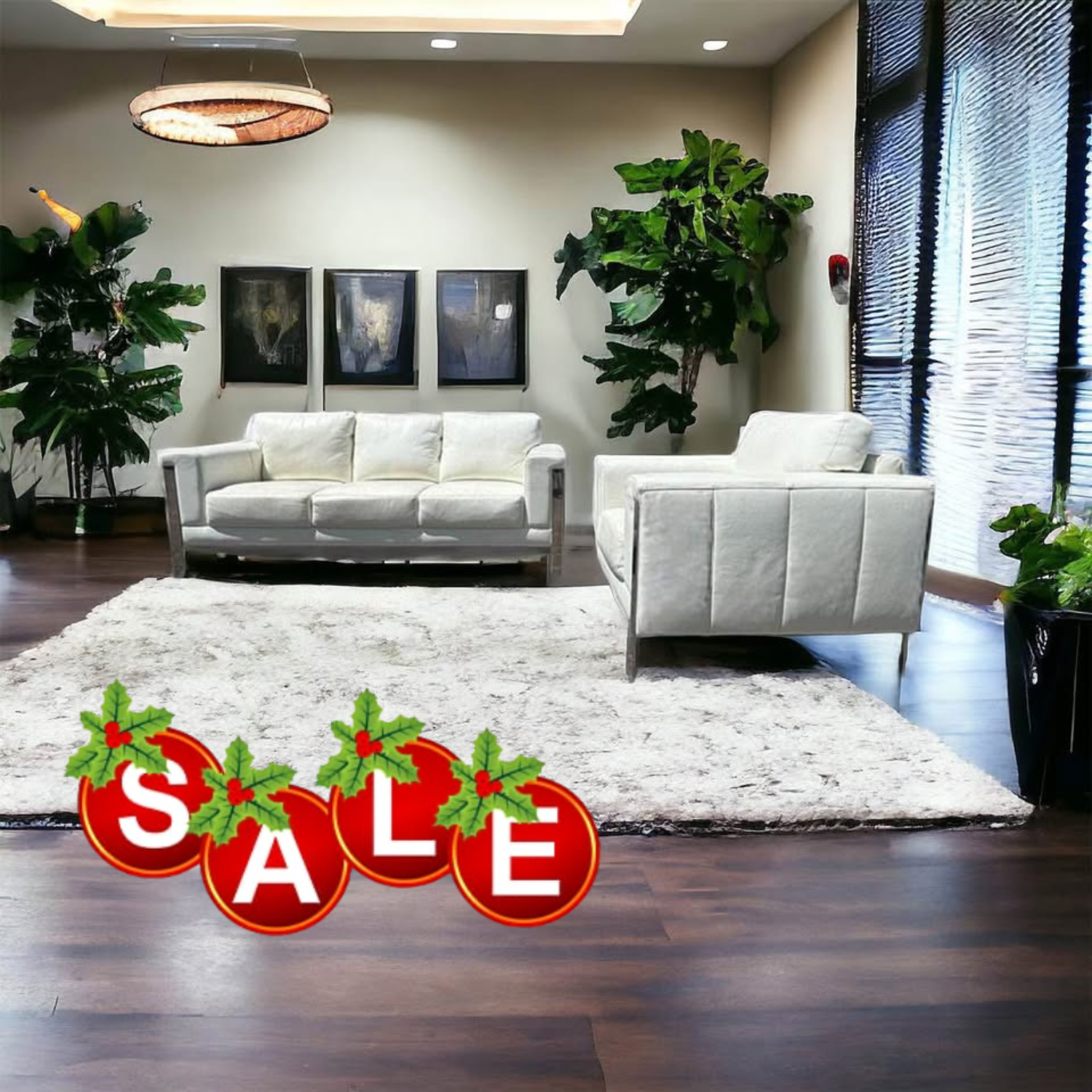 White Leather Couch & Chair! Great Condition! Modern Look! DELIVERY AVAILABLE!!! image | Ivy Store