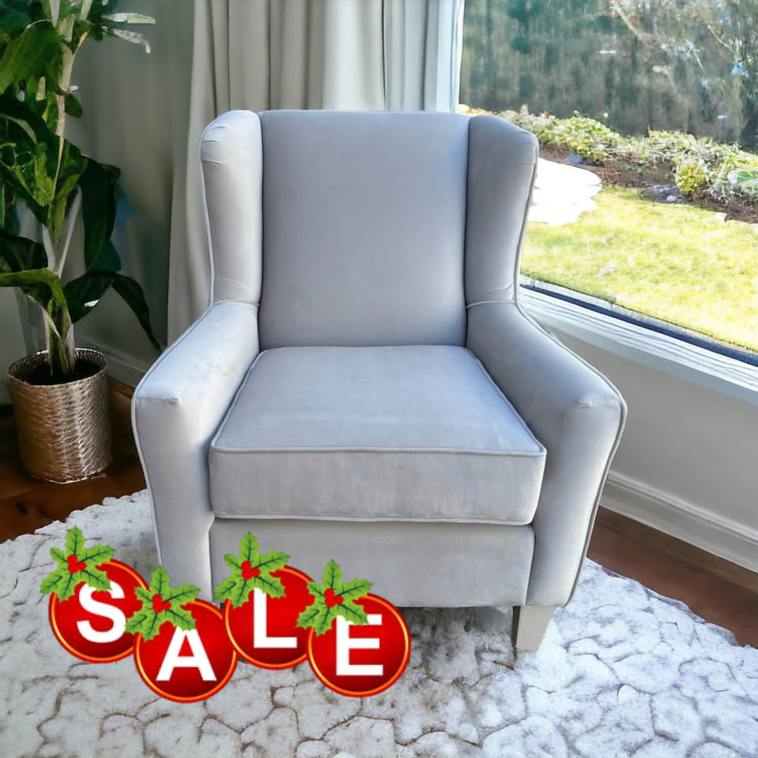 White Velvet Chair from Matter Brothers! Like New & Super Comfortable! DELIVERY AVAILABLE!!! Image #1 | Ivy Store