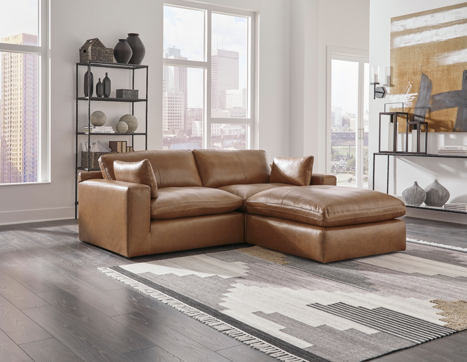 🛋️ Emilia Oversized Accent Ottoman – Genuine Leather – BRAND NEW! Image #2 | Ivy Store