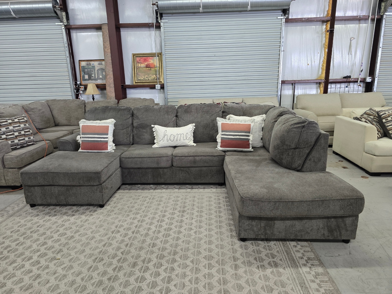 Gray U-shaped Sectional Couch With Double Chase Lounge ✔️🚛 CAN DELIVER TODAY 🚚 Image #2 | Ivy Store