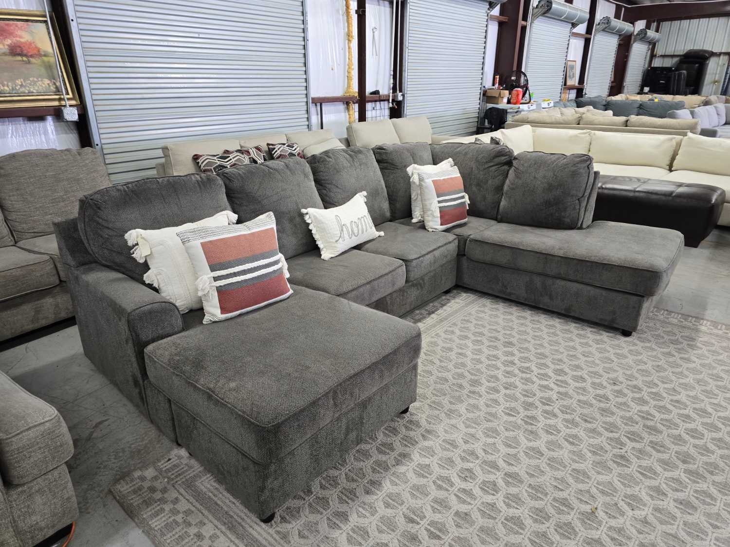 Gray U-shaped Sectional Couch With Double Chase Lounge ✔️🚛 CAN DELIVER TODAY 🚚 Image #1 | Ivy Store