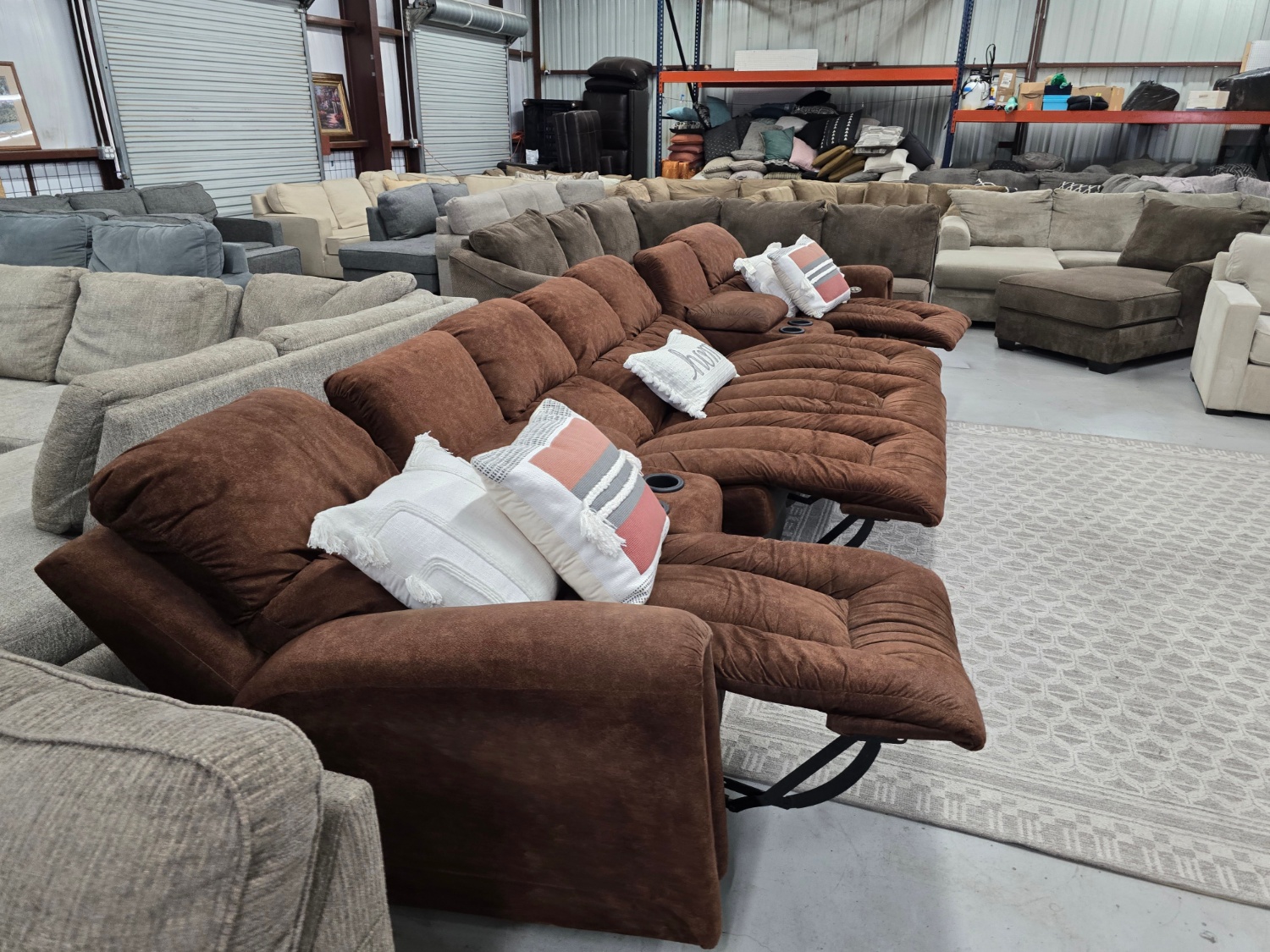 Large Brown theater style Sectional Couch For Sale With 🚛 SAME DAY DELIVERY 🚚 image | Ivy Store